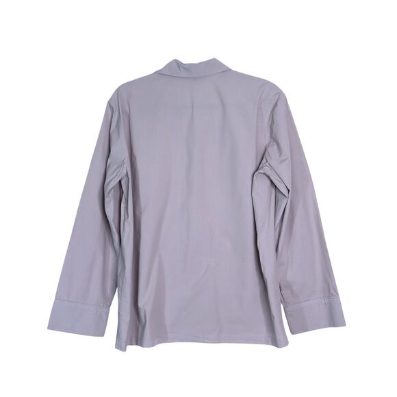 SKIMS Cotton Poplin Sleep Button Up Gray Long Sleeve Lightweight Women's S - Picture 3 of 11